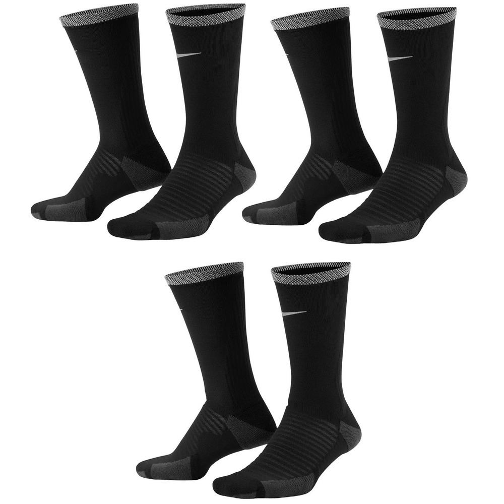 Nike Spark Cushioned Crew Running Socks Black Men 6-7.5 Women 7.5-9 - 3-Pack $60